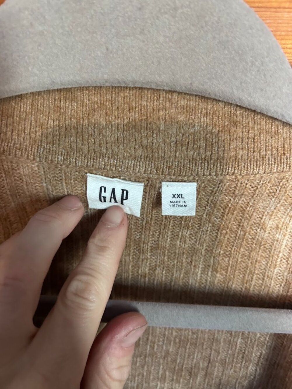 GAP Camel Ribbed Collared Cardigan – XXL - Picture 3 of 6